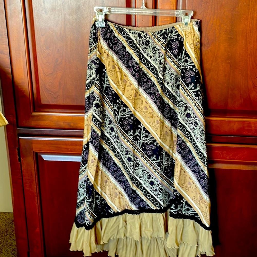 Inc hi low skirt floral purple beige black